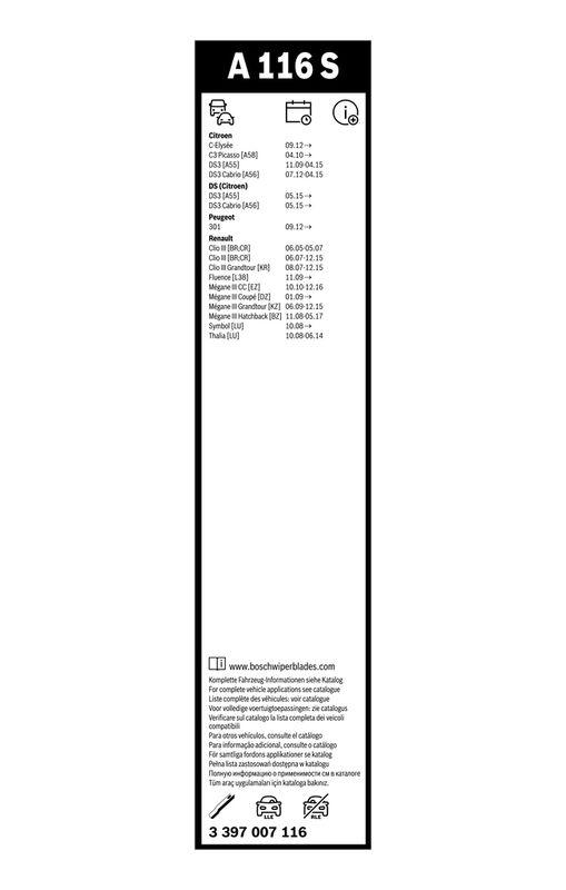 B-Ware BOSCH 3 397 007 116 Wischblatt A116S Aerotwin Scheibenwischer 600/400 mm vorne