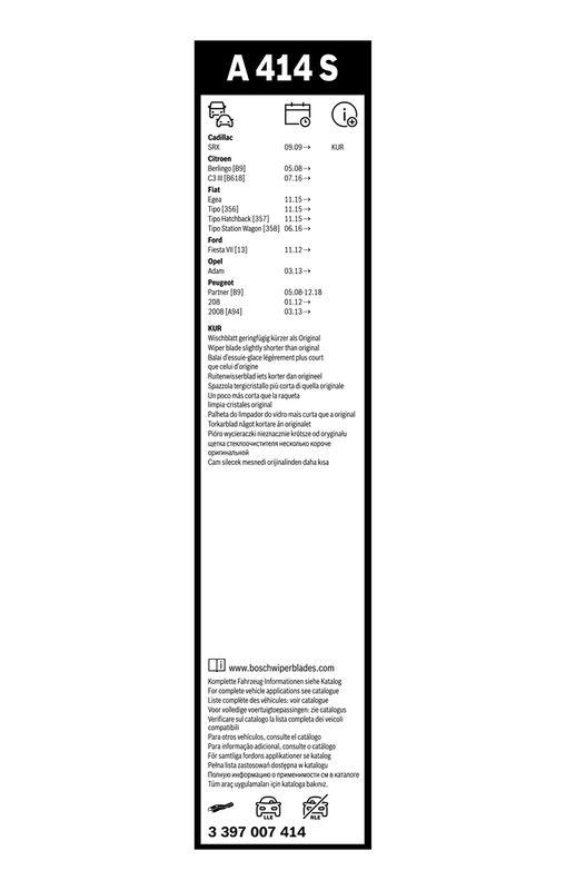 B-Ware BOSCH 3 397 007 414 Wischblatt A414S Aerotwin Scheibenwischer 650/400 mm vorne