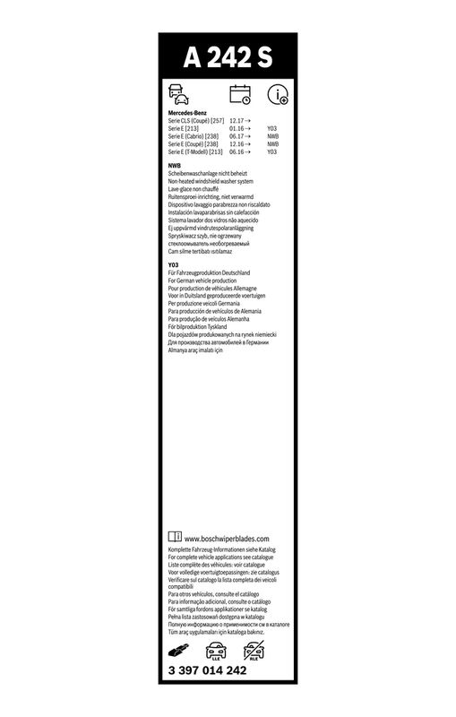 B-Ware BOSCH 3 397 014 242 Wischblatt A242S Aerotwin Scheibenwischer 600/550 mm vorne