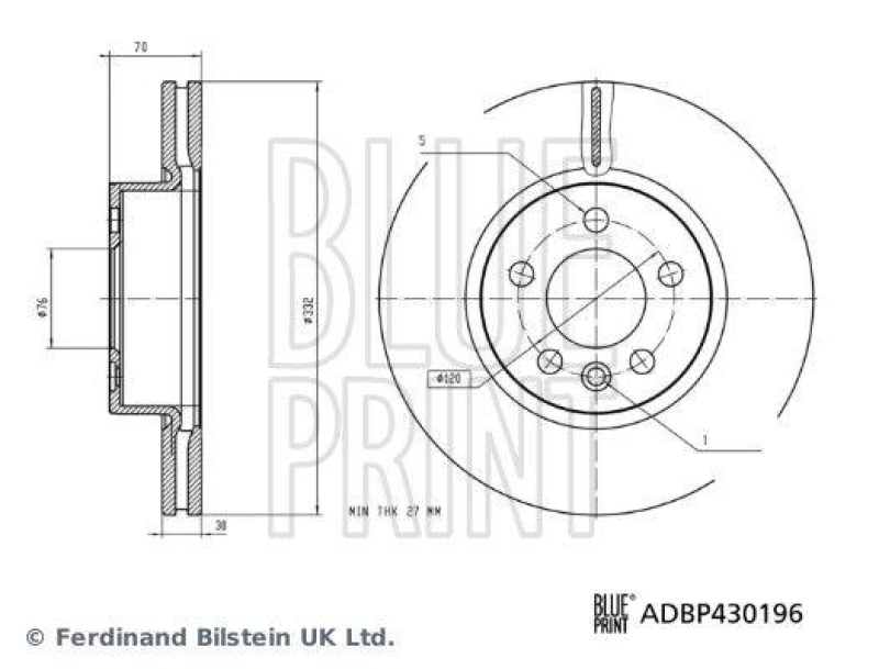 BLUE PRINT ADBP430196 Bremsscheibe f&uuml;r VW-Audi