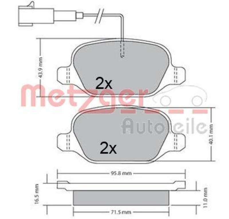 METZGER 1170555 Bremsbelagsatz, Scheibenbremse WVA 23 517