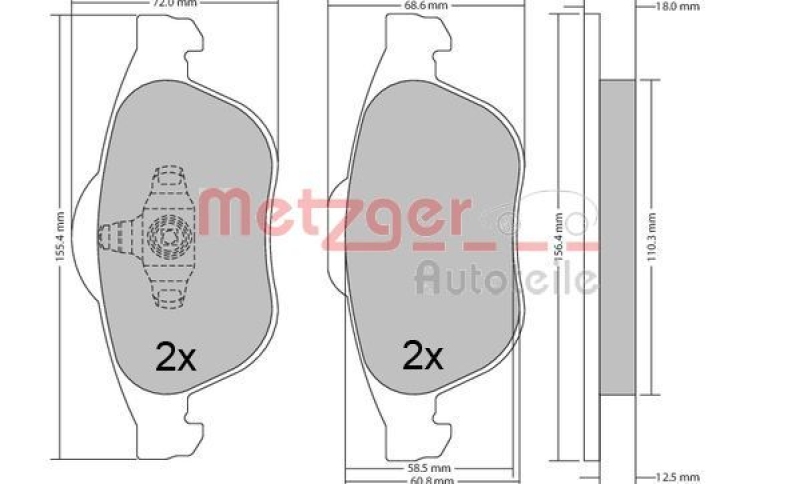 METZGER 1170556 Bremsbelagsatz, Scheibenbremse WVA 23 245