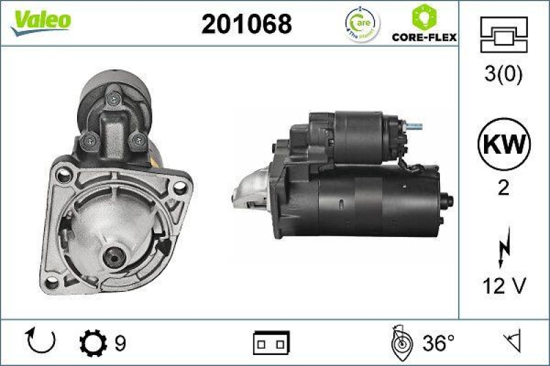 VALEO 201068 Starter - CORE-FLEX - OPEL Vectra