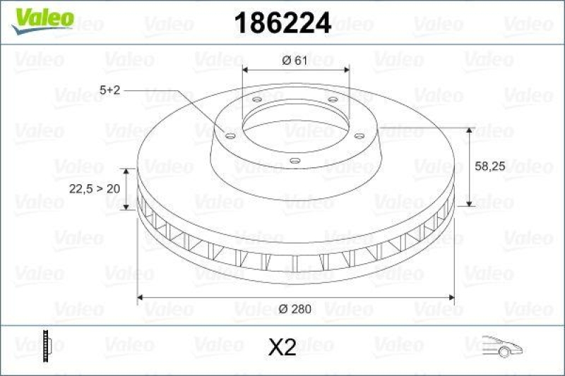 VALEO 186224 Bremsscheibe