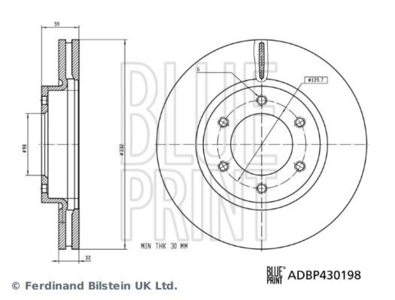 BLUE PRINT ADBP430198 Bremsscheibe f&uuml;r Ford Pkw