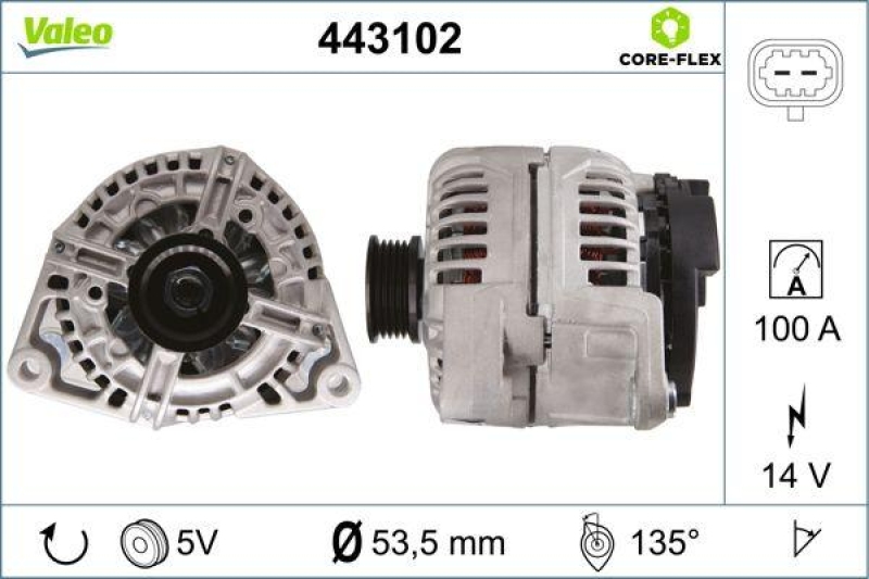 VALEO 443102 Generator - CORE-FLEX - Astra, Cors