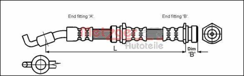 METZGER 4114722 Bremsschlauch für KIA/MAZDA VA links/rechts