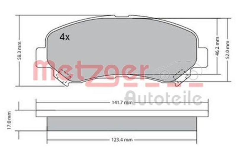 METZGER 1170093 Bremsbelagsatz, Scheibenbremse WVA 24 632