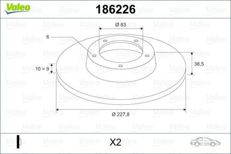 VALEO 186226 Bremsscheibe