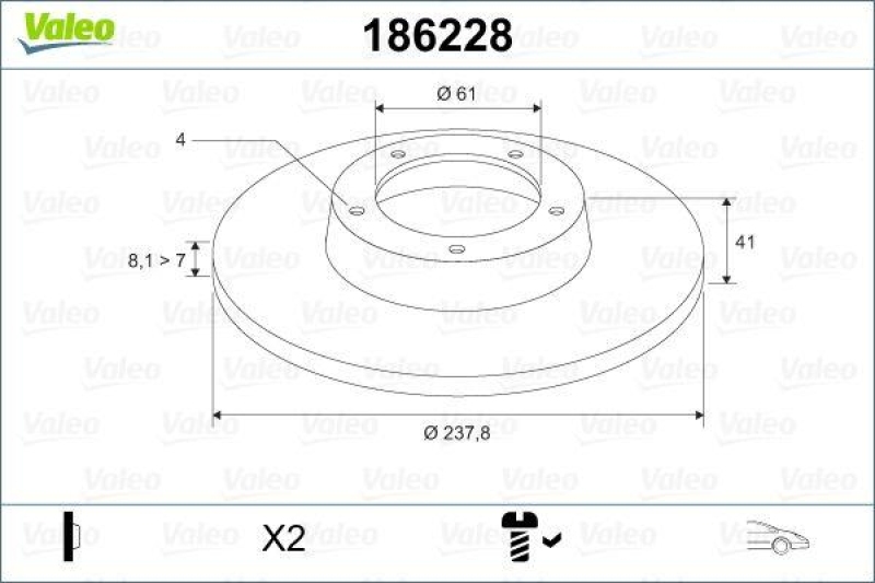 VALEO 186228 Bremsscheibe