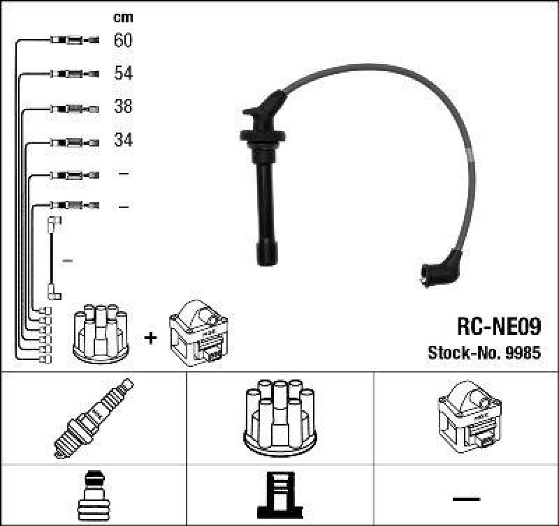 NGK 9985 Zündleitungssatz RC-NE09 |Zündkabel