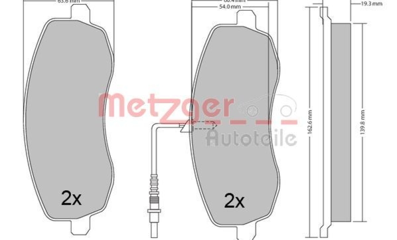 METZGER 1170563 Bremsbelagsatz, Scheibenbremse WVA 24 839