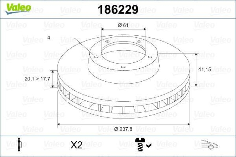 VALEO 186229 Bremsscheibe