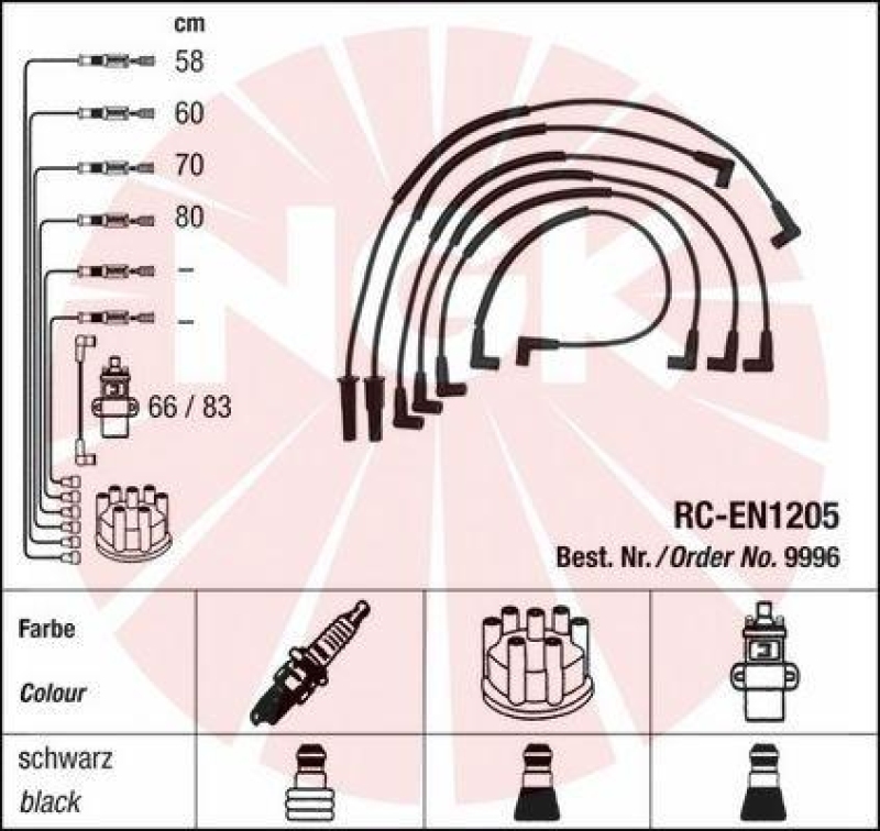 NGK 9996 Zündleitungssatz RC-EN1205 |Zündkabel