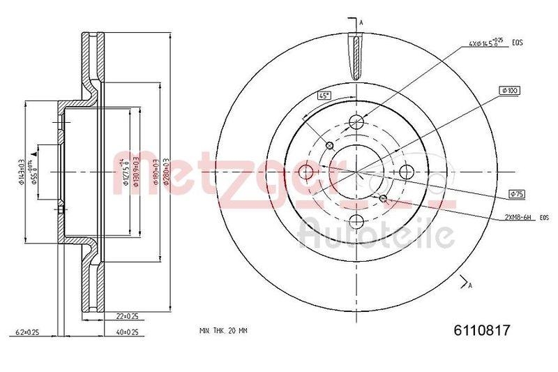 METZGER 6110817 Bremsscheibe Lack/Ks für TOYOTA VA