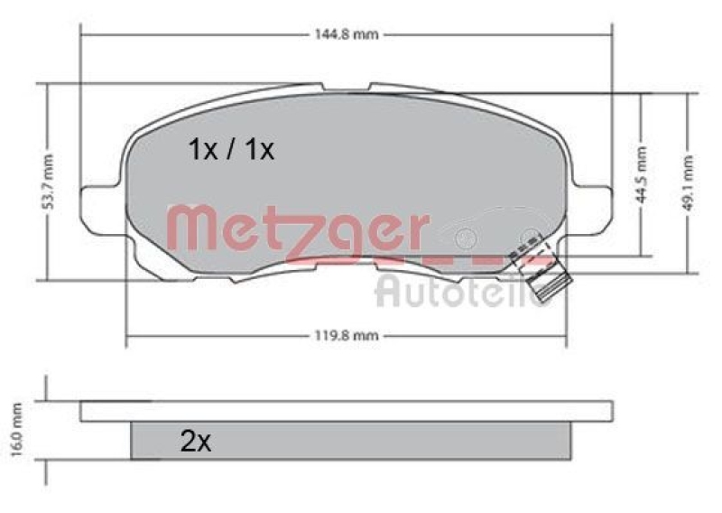 METZGER 1170133 Bremsbelagsatz, Scheibenbremse WVA 23 584