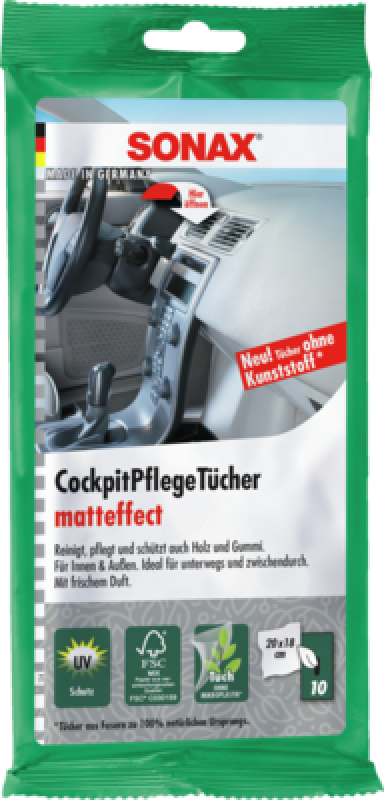 SONAX 04158000 Cockpitpflegetücher Matteffect 10 Stück