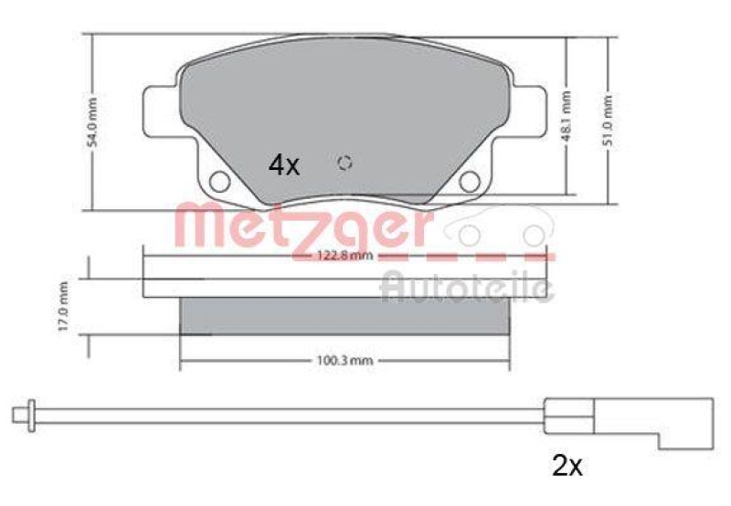 METZGER 1170138 Bremsbelagsatz, Scheibenbremse WVA 24 486