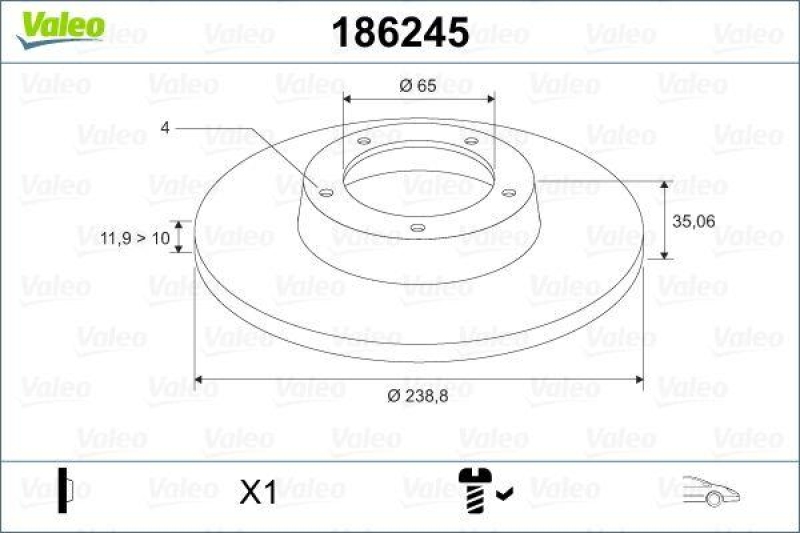 VALEO 186245 Bremsscheibe