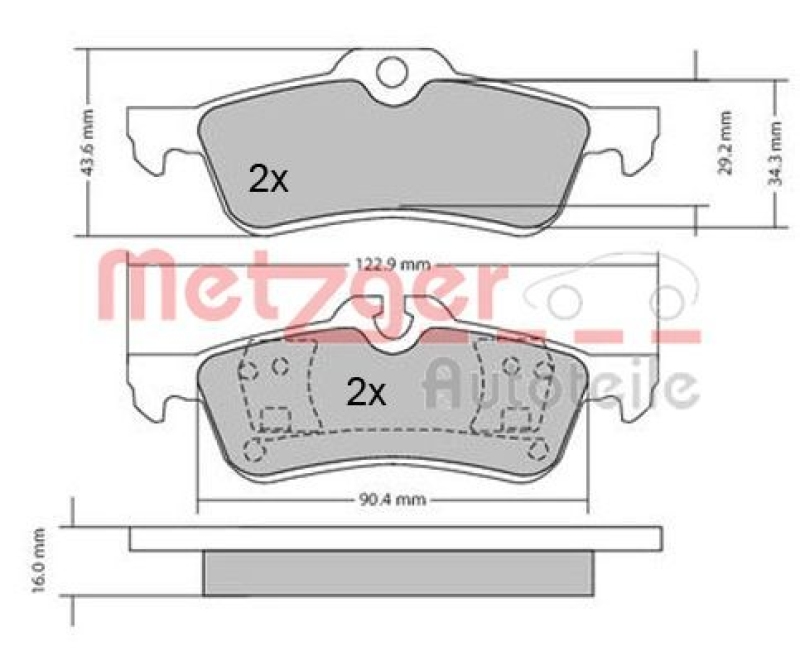 METZGER 1170154 Bremsbelagsatz, Scheibenbremse WVA 23 716