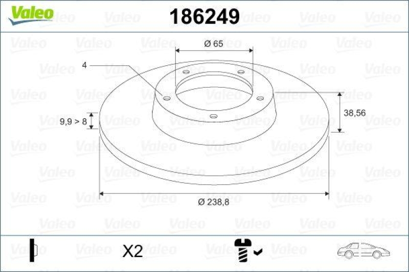 VALEO 186249 Bremsscheibe