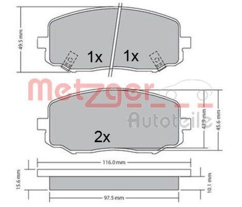 METZGER 1170588 Bremsbelagsatz, Scheibenbremse WVA 24 910