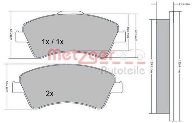 METZGER 1170220 Bremsbelagsatz, Scheibenbremse WVA 24 204