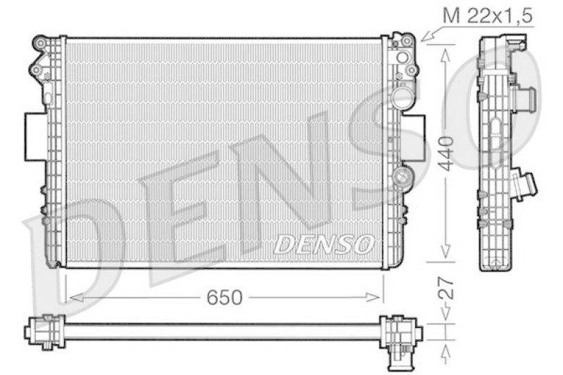 DENSO DRM12002 Kühler IVECO DAILY III Platform/Chassis 35 S 11,35 C 11 (A2FC13AA, A6FBU4AB, A2NB14A1, A2ND13A1...) (1999 - )