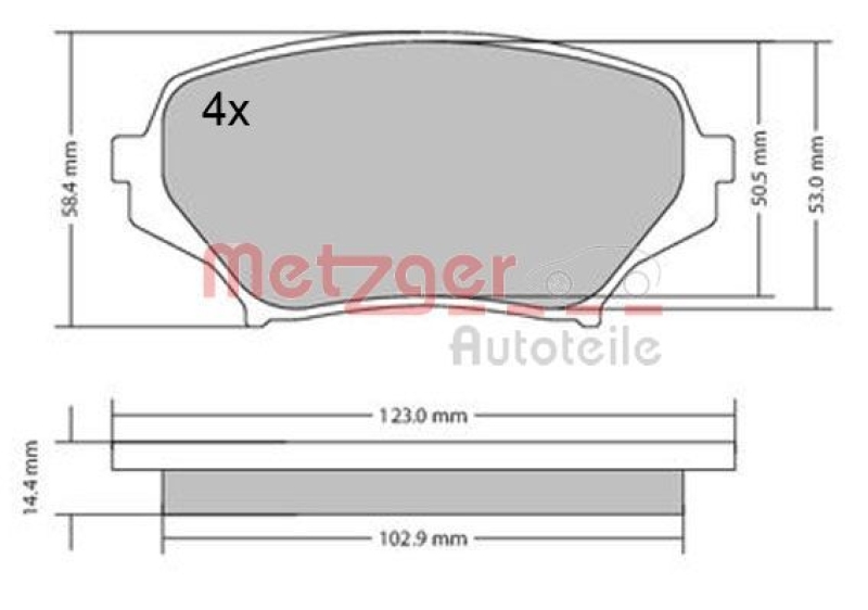 METZGER 1170589 Bremsbelagsatz, Scheibenbremse WVA 24 297