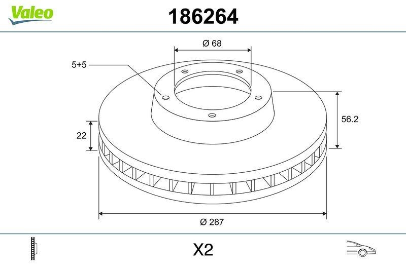 VALEO 186264 Bremsscheibe