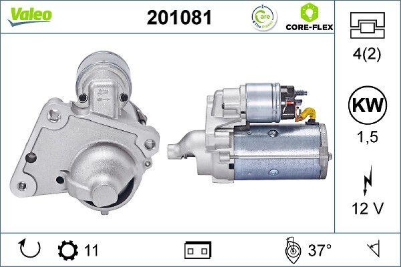 VALEO 201081 Starter - CORE-FLEX - CITROEN C2 - C