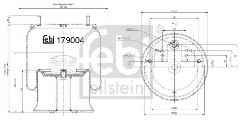 FEBI BILSTEIN 179004 Luftfederbalg mit Stahlkolben für Mercedes-Benz