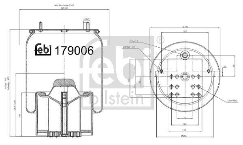 FEBI BILSTEIN 179006 Luftfederbalg mit Kunststoffkolben für Bergische Achsen