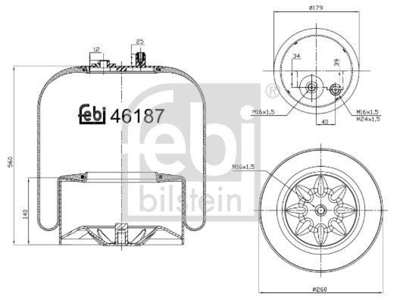 FEBI BILSTEIN 46187 Luftfederbalg mit Stahlkolben für Mercedes-Benz