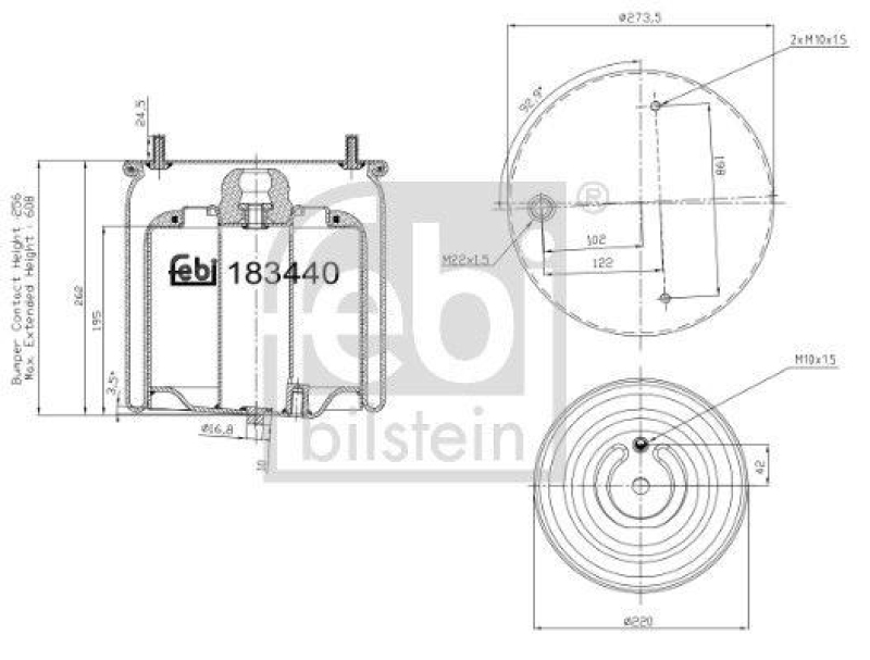 FEBI BILSTEIN 183440 Luftfederbalg mit Stahlkolben für DAF