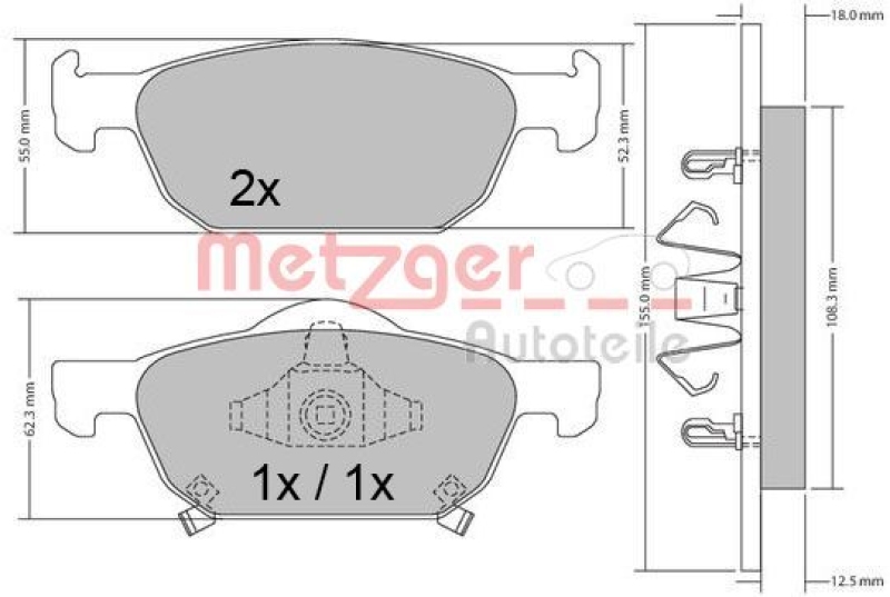 METZGER 1170594 Bremsbelagsatz, Scheibenbremse WVA 24 796