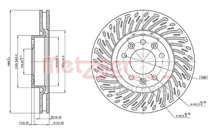 METZGER 6110839 Bremsscheibe Lack/Ks/Ms für CITROEN VA