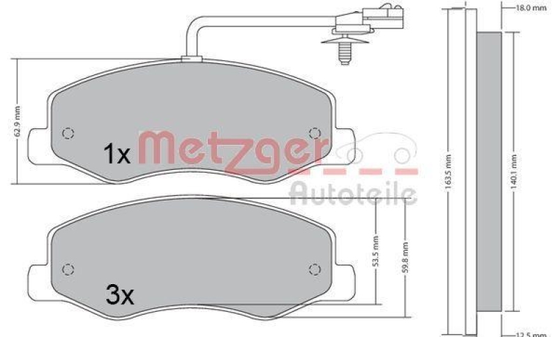 METZGER 1170595 Bremsbelagsatz, Scheibenbremse WVA 25 172