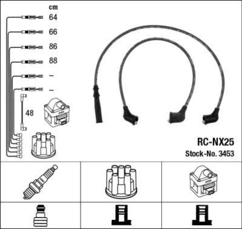 NGK 3453 Zündleitungssatz RC-NX25 |Zündkabel