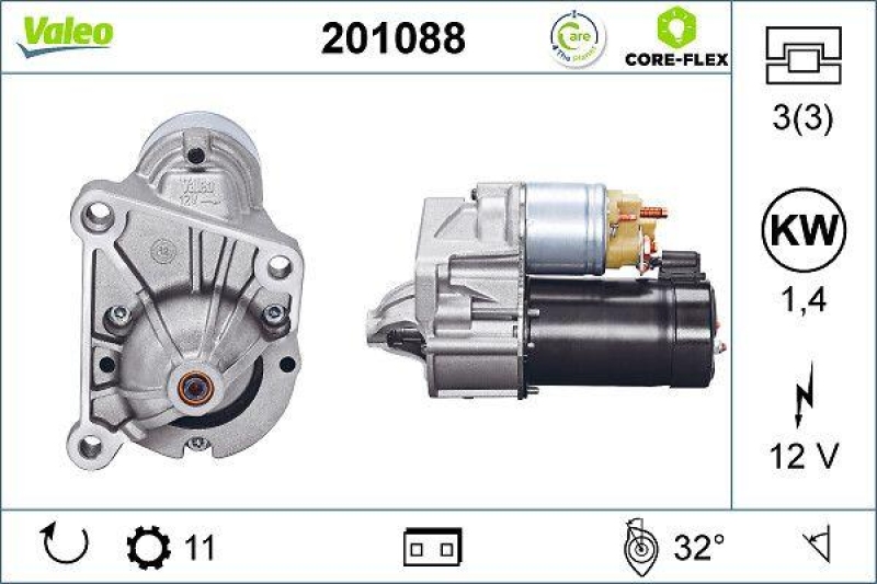 VALEO 201088 Starter - CORE-FLEX - RENAULT Clio I