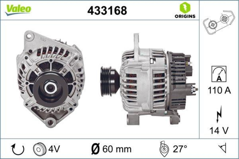 VALEO 433168 Generator Neu - ORIGINS