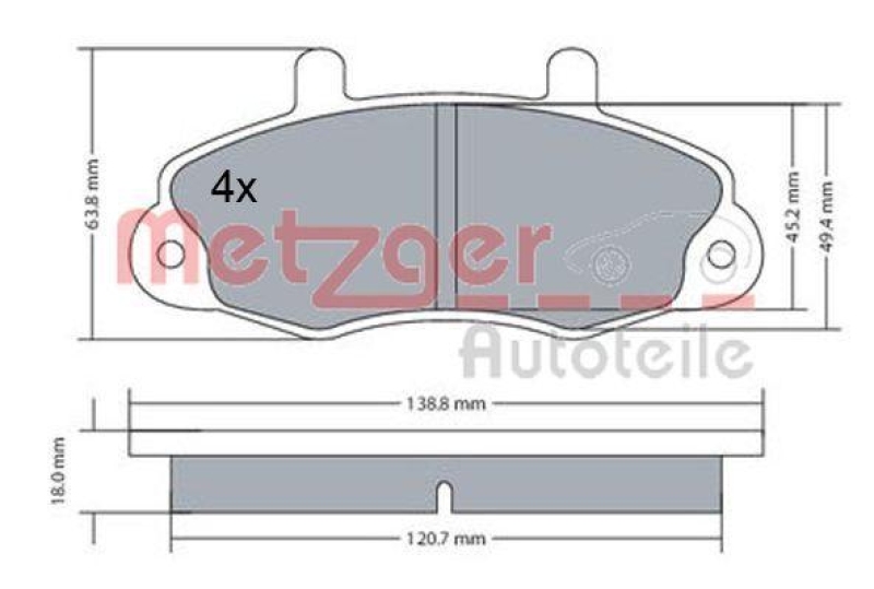 METZGER 1170604 Bremsbelagsatz, Scheibenbremse WVA 21 470