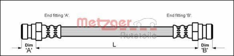 METZGER 4114773 Bremsschlauch für VW HA links/rechts