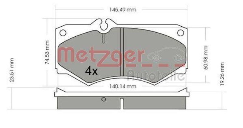 METZGER 1170351 Bremsbelagsatz, Scheibenbremse WVA 20 784