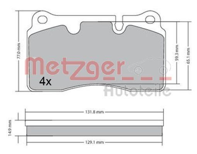 METZGER 1170366 Bremsbelagsatz, Scheibenbremse WVA 24 098