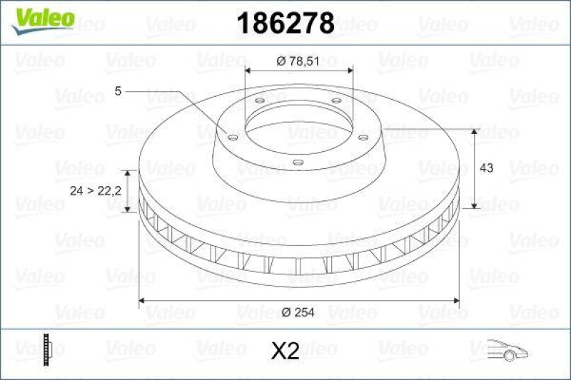 VALEO 186278 Bremsscheibe