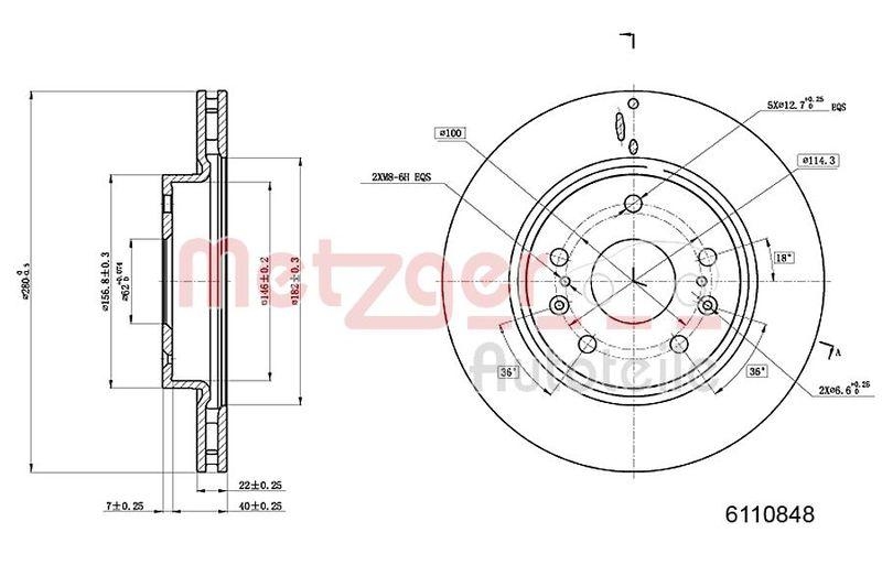 METZGER 6110848 Bremsscheibe Lack/Ks/Ms für SUZUKI VA