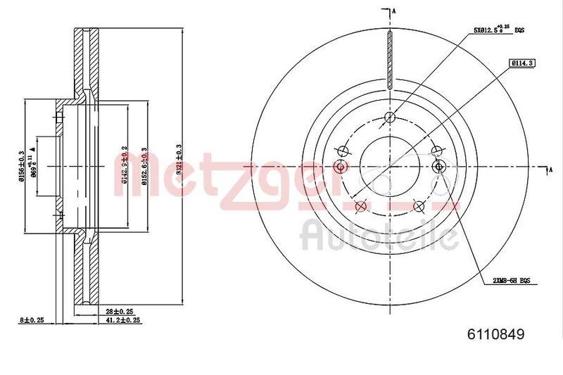 METZGER 6110849 Bremsscheibe Lack/Ks/Ms für HYUNDAI VA