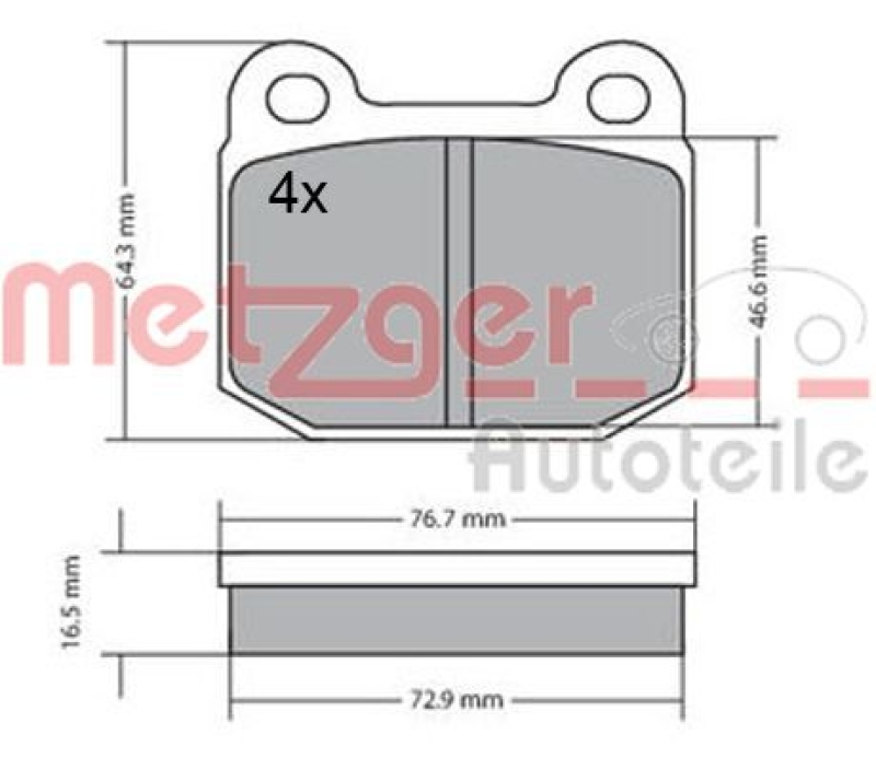 METZGER 1170425 Bremsbelagsatz, Scheibenbremse WVA 20 323