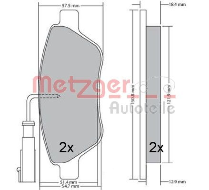 METZGER 1170615 Bremsbelagsatz, Scheibenbremse WVA 25 021